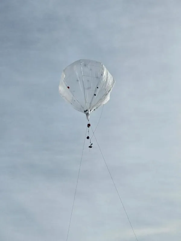 The zero-pressure balloon inflated and ascending during its full-scale flight test